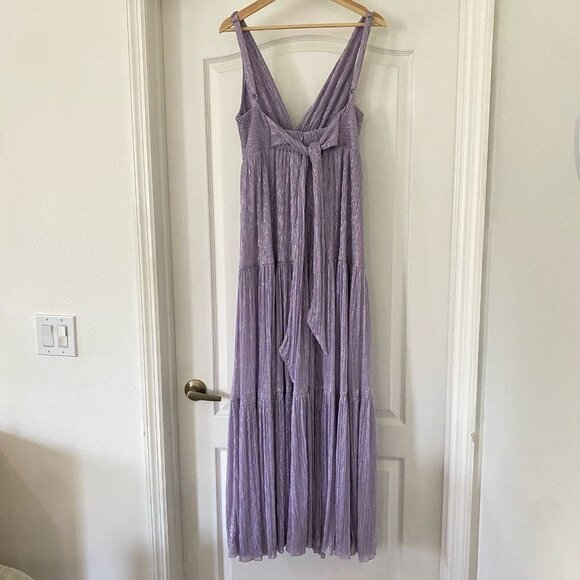 Sabina Musayev Pacific Purple Metallic Maxi Gown Tiered Size Medium Dress Read* - Picture 6 of 7